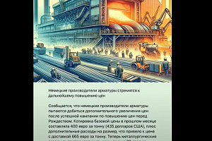Немецкие металлургические заводы хотят повысить цены на арматуру